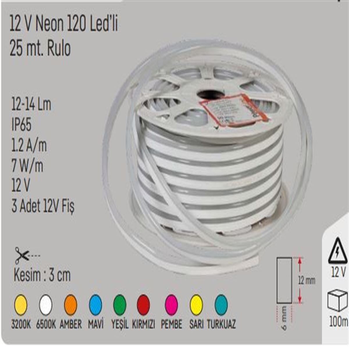 12V-2835 NEON LED TURKUAZ 1